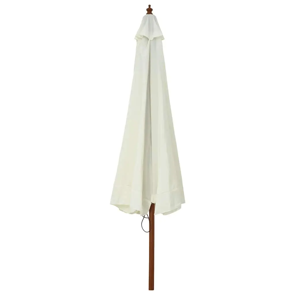 Garden Parasol Outdoor Umbrella 330cm Wooden Pole Pulley System Sand White