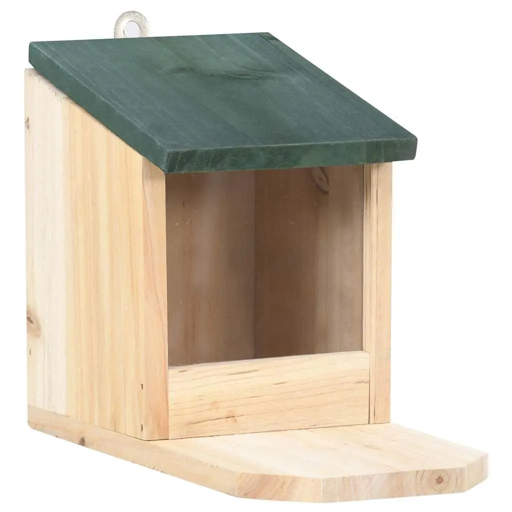 Wooden Squirrel House Firwood 4 Piece Beige Outdoor Feeding Station Hinged Roof