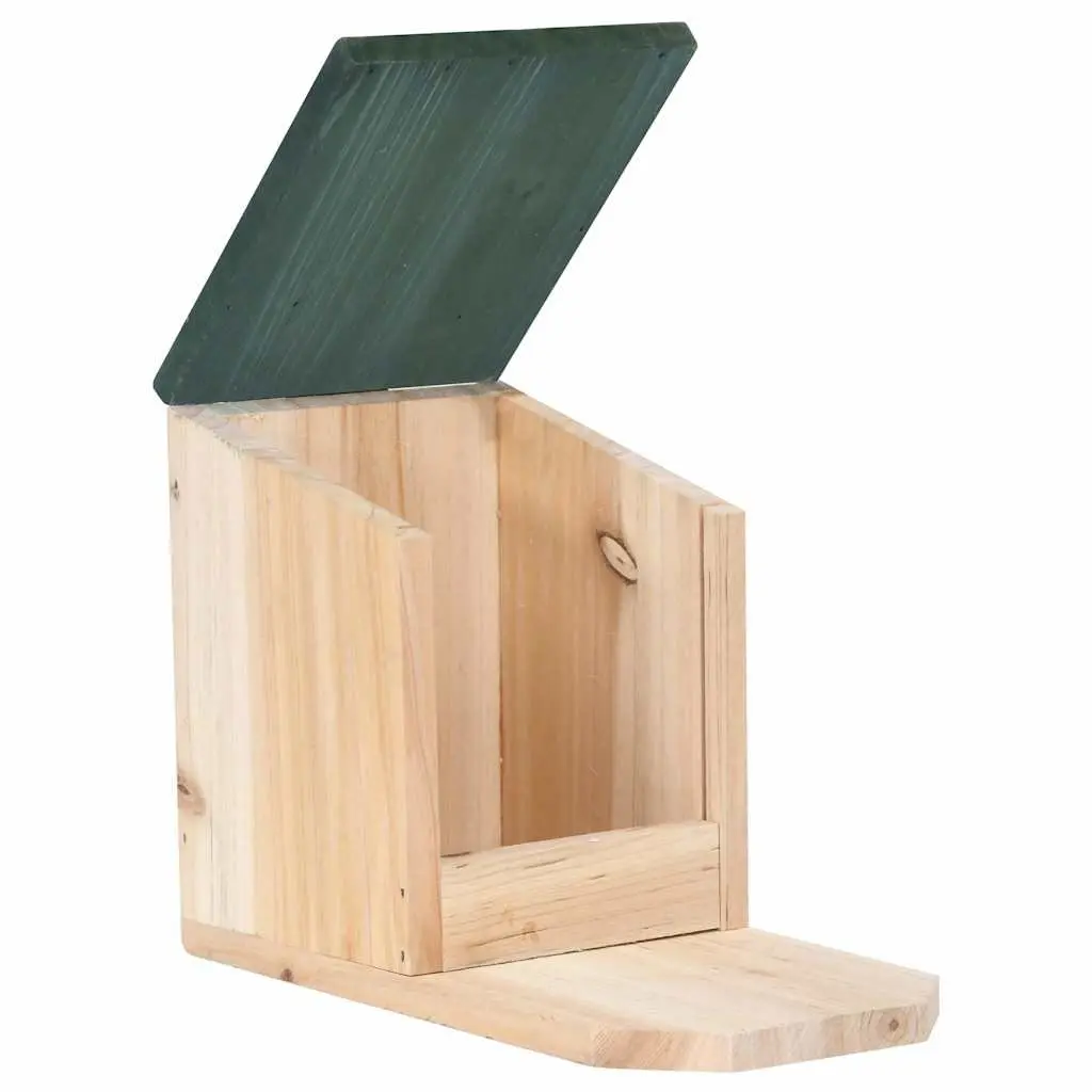 Wooden Squirrel House Firwood 4 Piece Beige Outdoor Feeding Station Hinged Roof