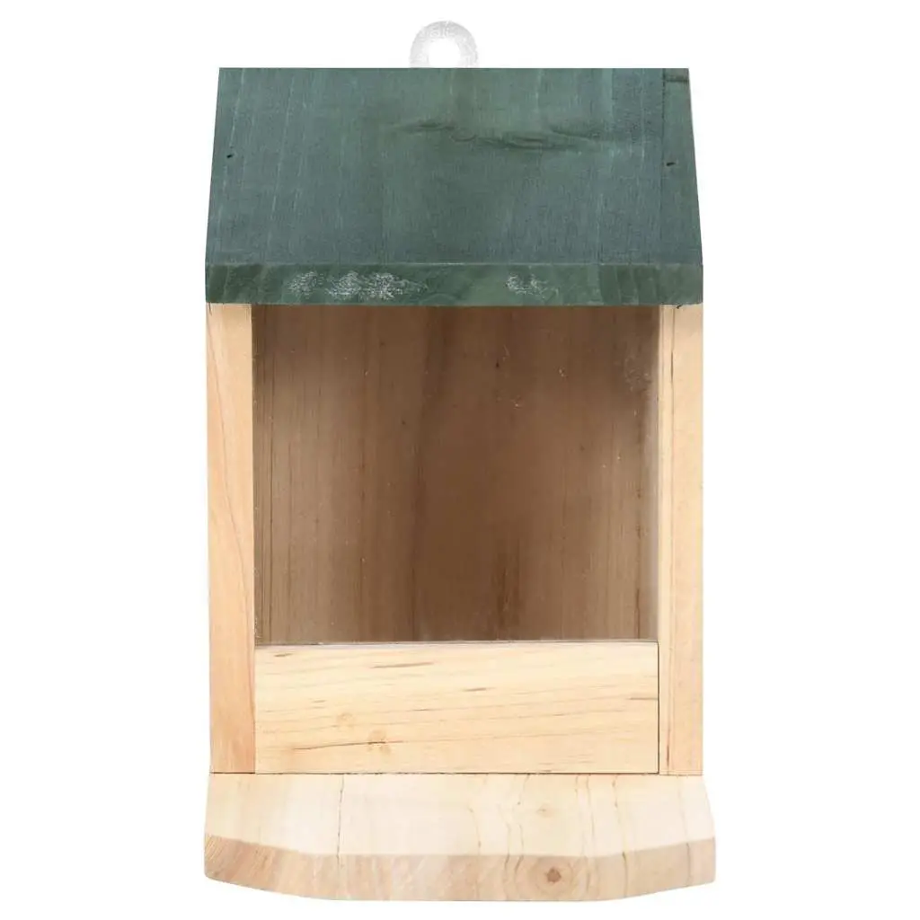Wooden Squirrel House Firwood 4 Piece Beige Outdoor Feeding Station Hinged Roof