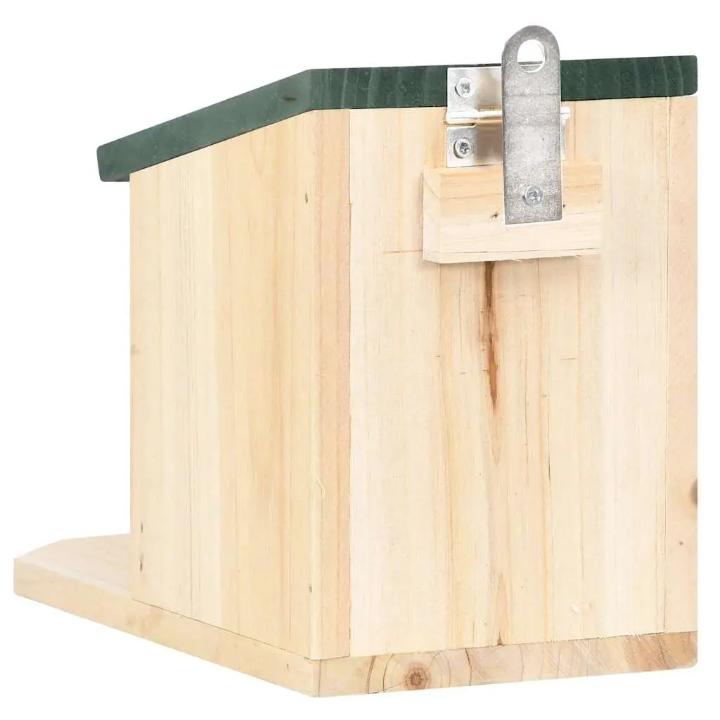 Wooden Squirrel House Firwood 4 Piece Beige Outdoor Feeding Station Hinged Roof