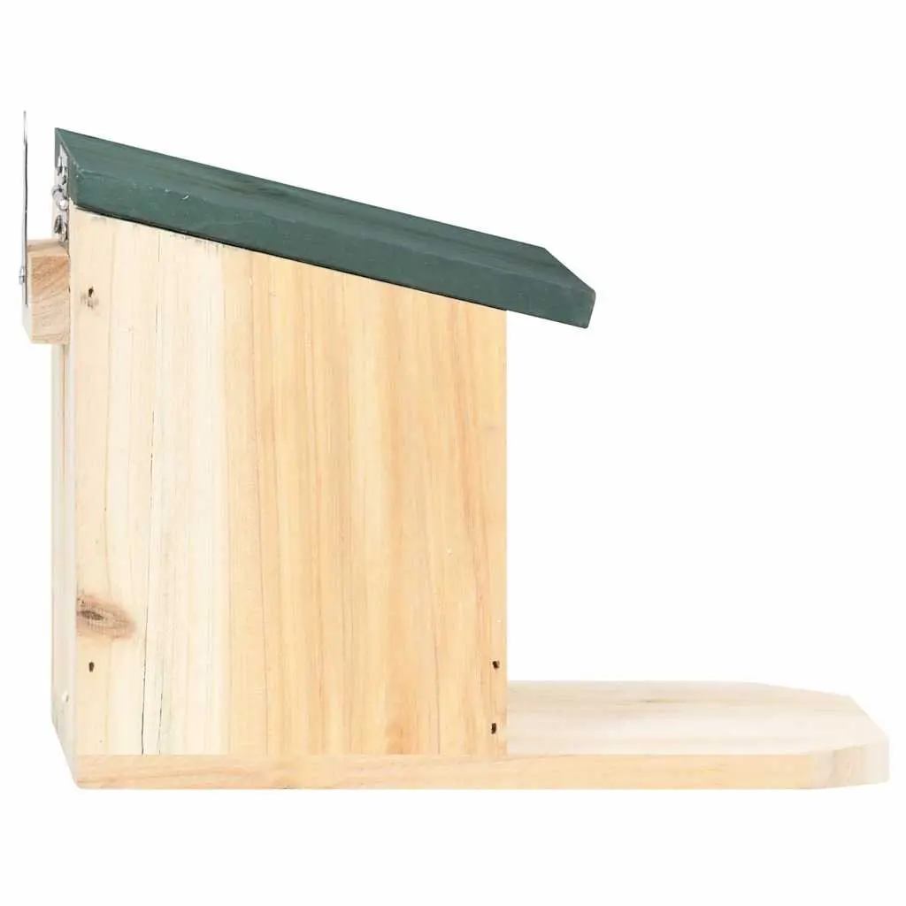 Wooden Squirrel House Firwood 4 Piece Beige Outdoor Feeding Station Hinged Roof