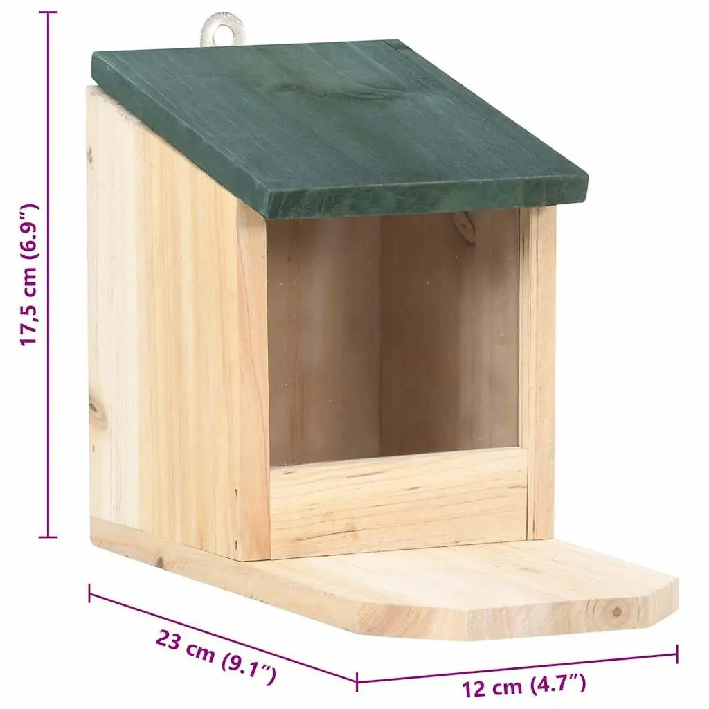 Wooden Squirrel House Firwood 4 Piece Beige Outdoor Feeding Station Hinged Roof