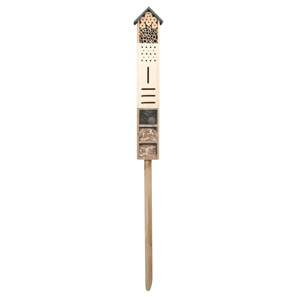 Insect Hotel Wooden Bug House Solid Firwood 15 x 11 x 150cm Brown
