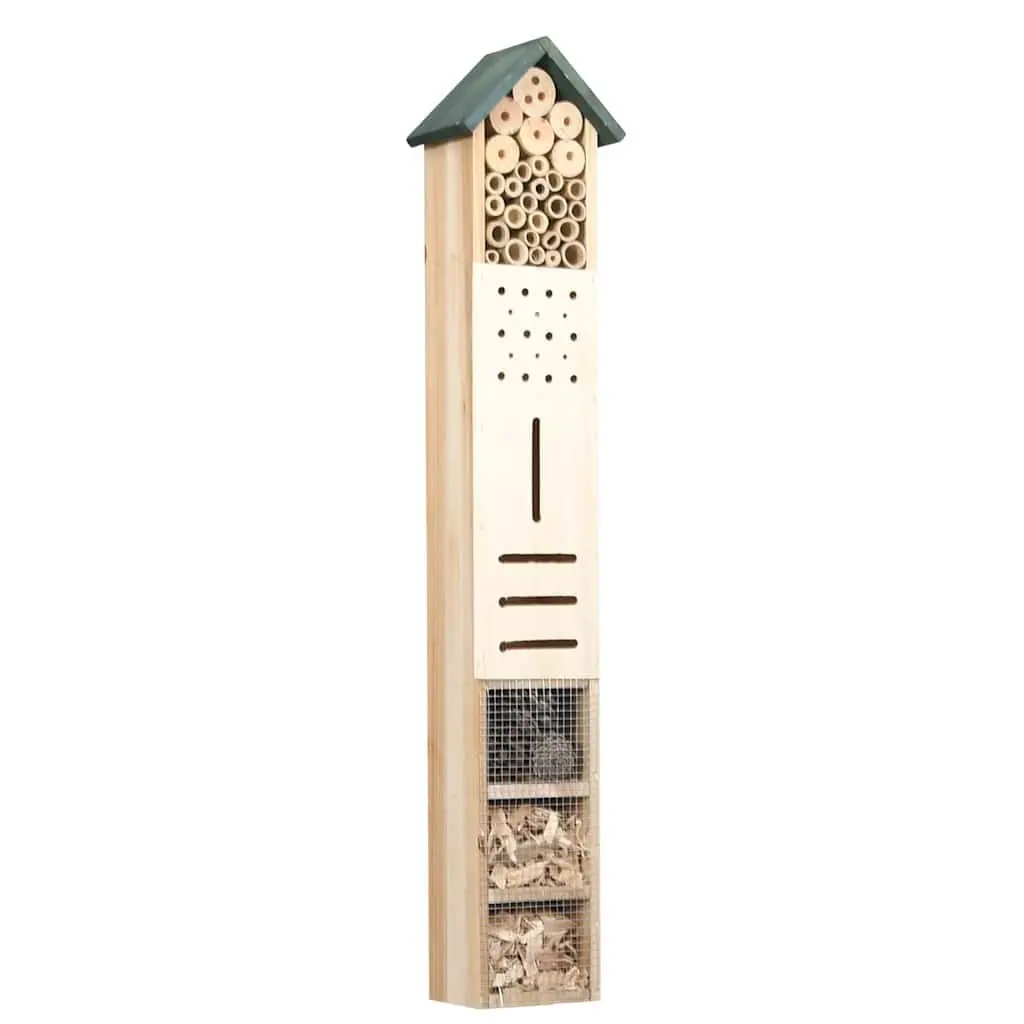 Insect Hotel Wooden Bug House Solid Firwood 15 x 11 x 150cm Brown