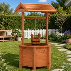 Ideal Wooden Wishing Well Planter for Your Garden