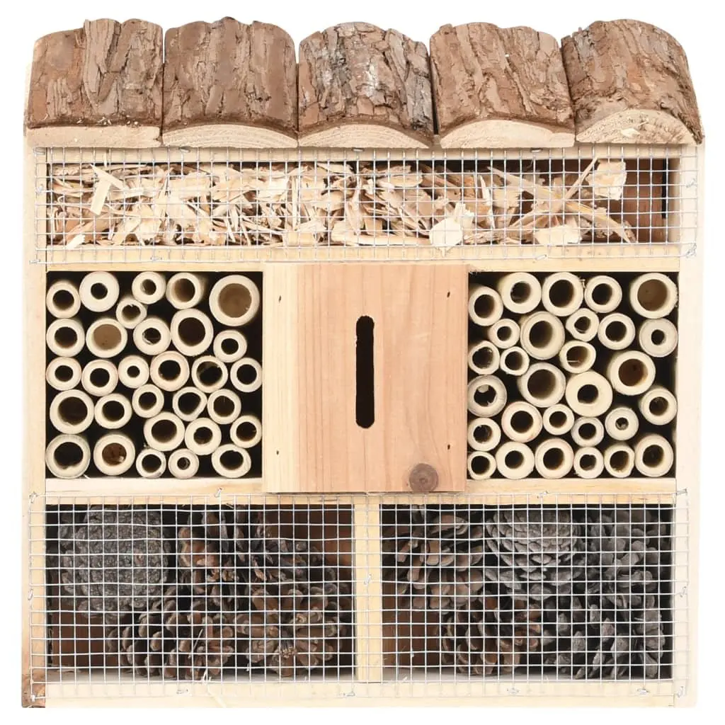 Insect Hotel Wooden Butterfly House Garden Wildlife Shelter Firwood Brown 30x10x30cm