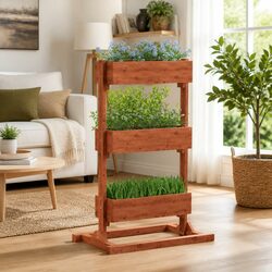Functional Wooden Plant Stand with 3 Shelves 52x30x78cm