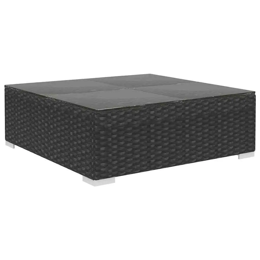 Garden Lounge Set Poly Rattan 7 Piece Black Sofa Patio Furniture with Cushions