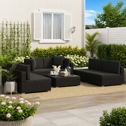 7-Piece Modular Outdoor Sofa Set with Cushions