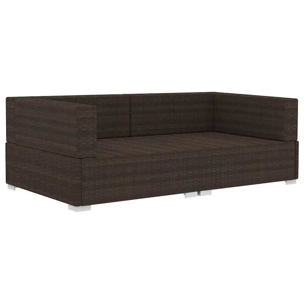 Outdoor Corner Sofa Set Brown Modular PE Rattan 2 Piece with Cushions