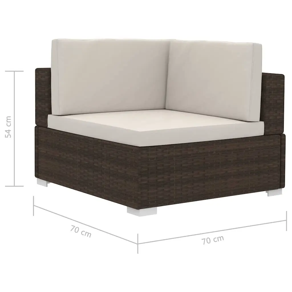 Outdoor Corner Sofa Set Brown Modular PE Rattan 2 Piece with Cushions
