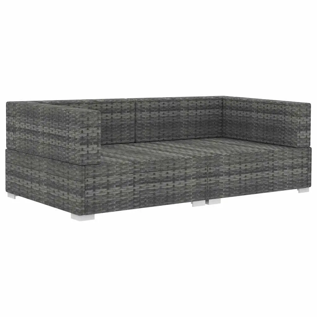 Outdoor Sectional Corner Chairs 2pcs Grey Poly Rattan Garden Seating with