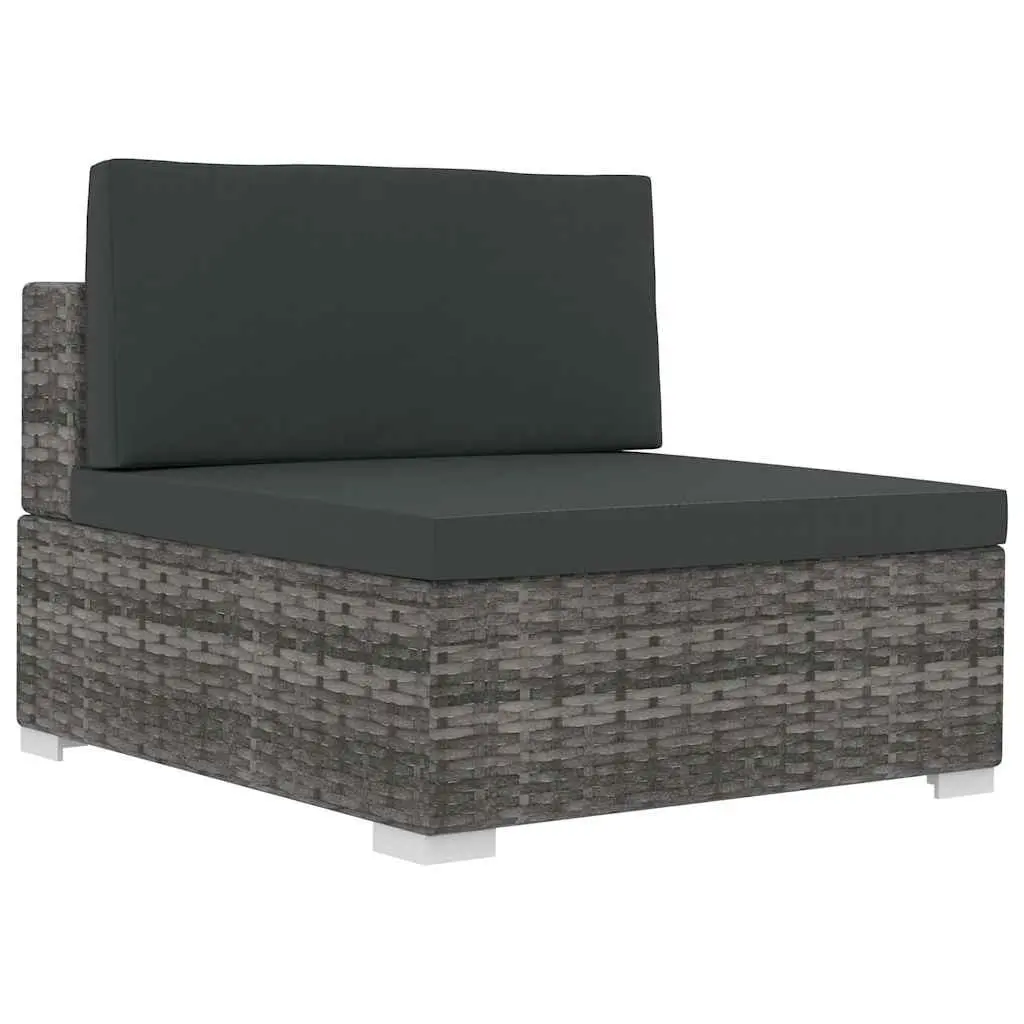 Outdoor Sofa Set Poly Rattan 3 Piece Modular Grey
