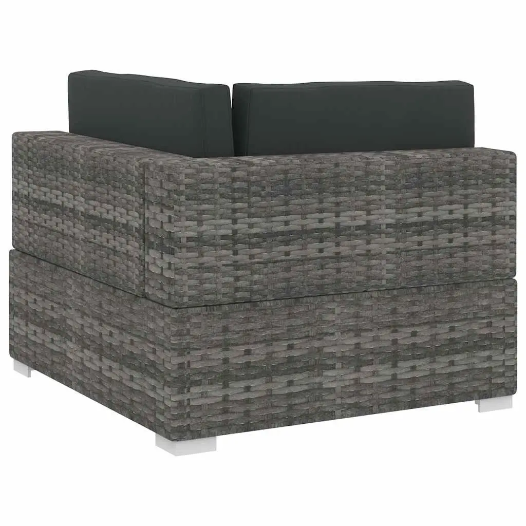 Outdoor Sofa Set Poly Rattan 3 Piece Modular Grey