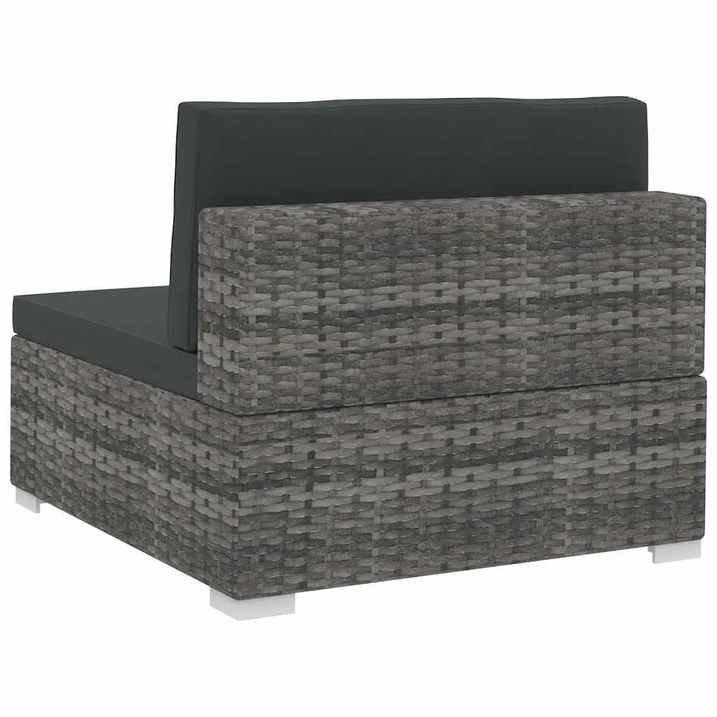 Outdoor Sofa Set Poly Rattan 3 Piece Modular Grey