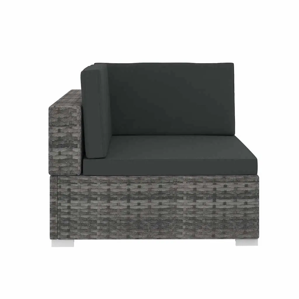 Outdoor Sofa Set Poly Rattan 3 Piece Modular Grey