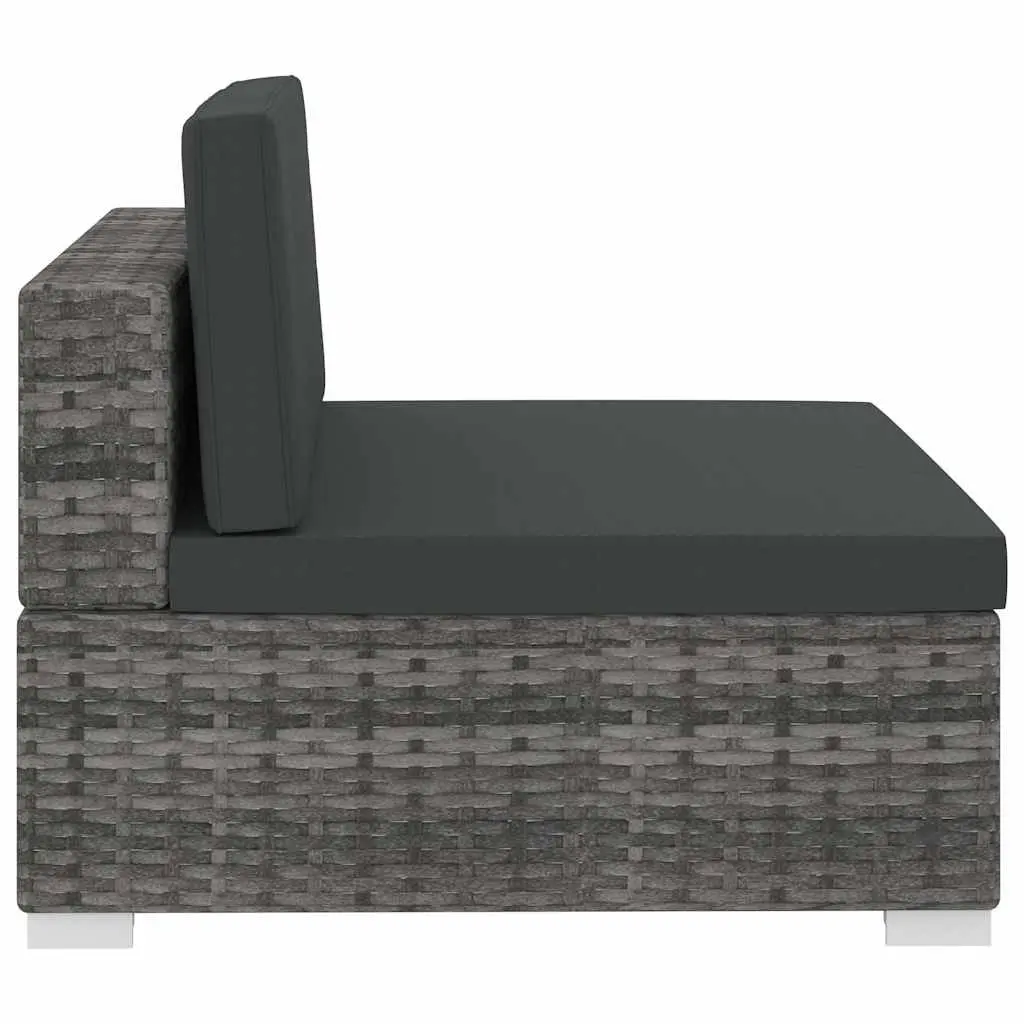 Outdoor Sofa Set Poly Rattan 3 Piece Modular Grey