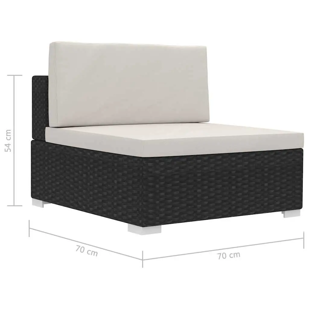 Outdoor Sofa Set 4 Piece PE Rattan Modular Patio Furniture with Cushions Black