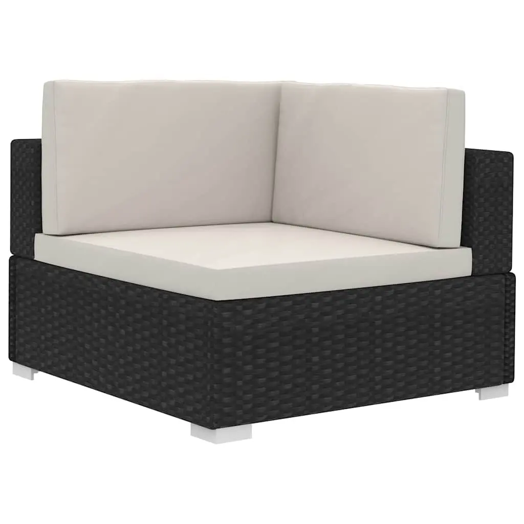 Outdoor Sofa Set 4 Piece PE Rattan Modular Patio Furniture with Cushions Black