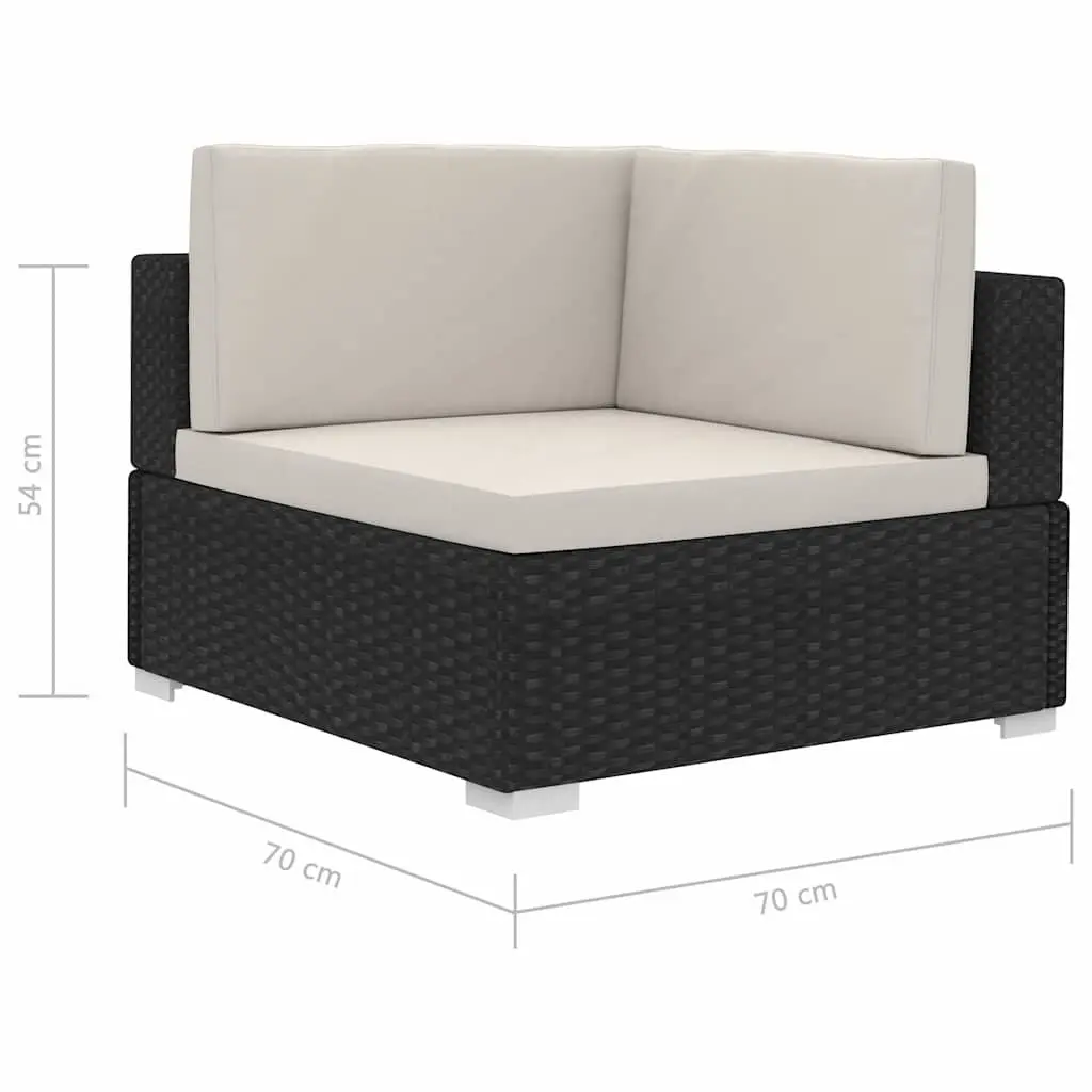 Outdoor Sofa Set 4 Piece PE Rattan Modular Patio Furniture with Cushions Black