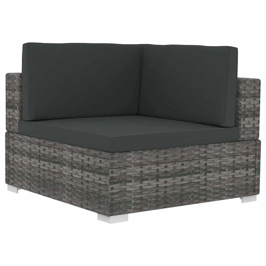4 Piece Grey Poly Rattan Outdoor Patio Furniture Set with Corner and Center Sofas