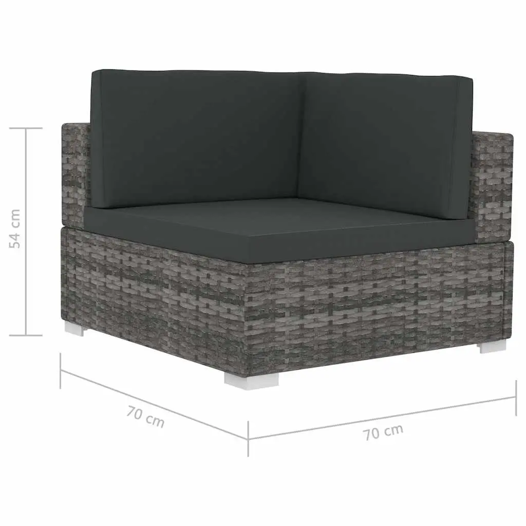 4 Piece Grey Poly Rattan Outdoor Patio Furniture Set with Corner and Center Sofas