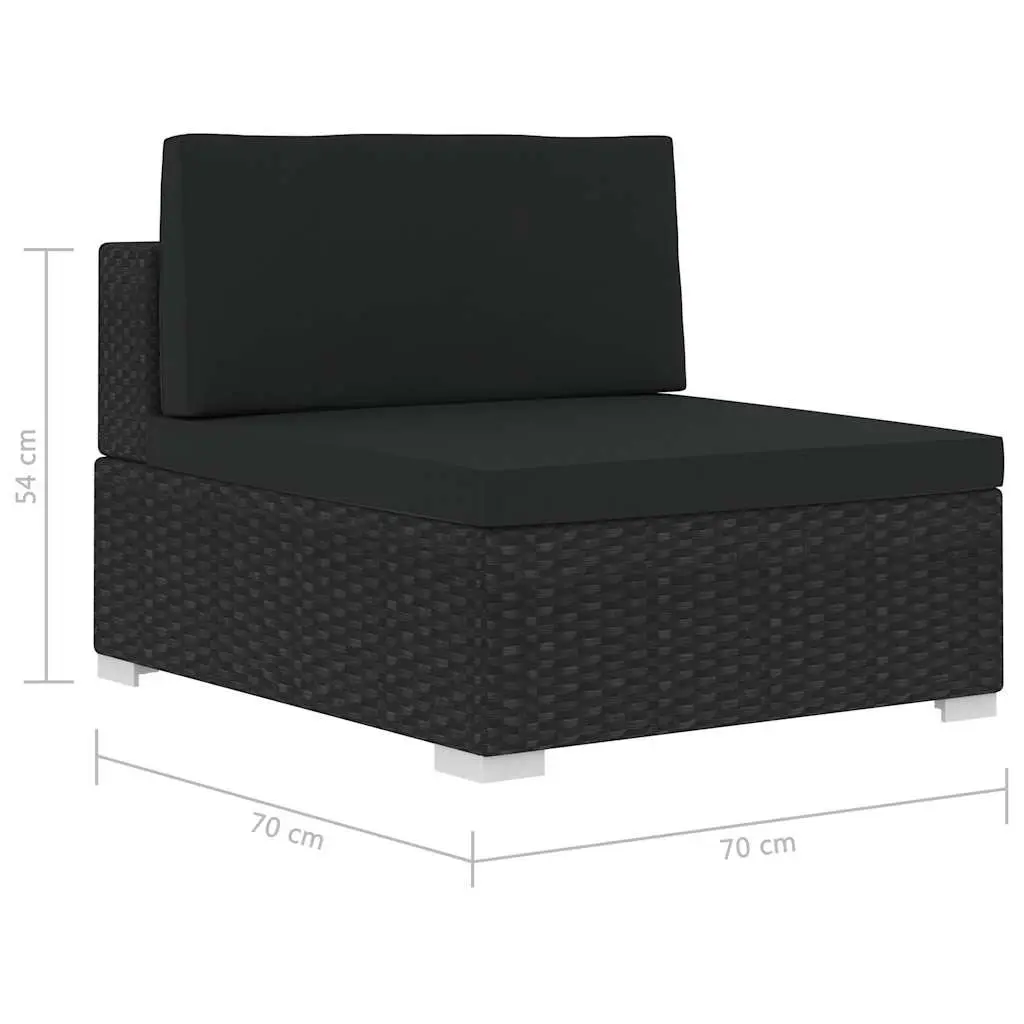 Outdoor Sofa Set Poly Rattan 4 Piece Black