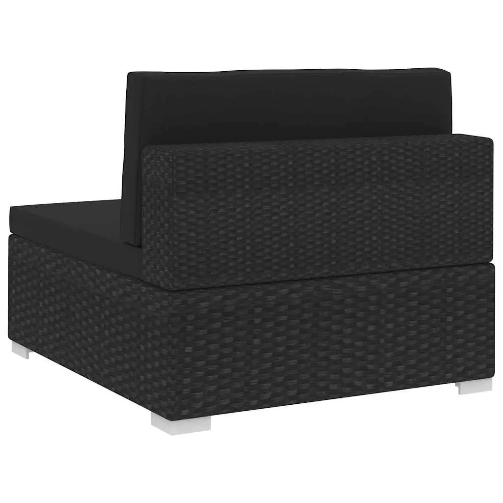 Outdoor Sofa Set Poly Rattan 4 Piece Black