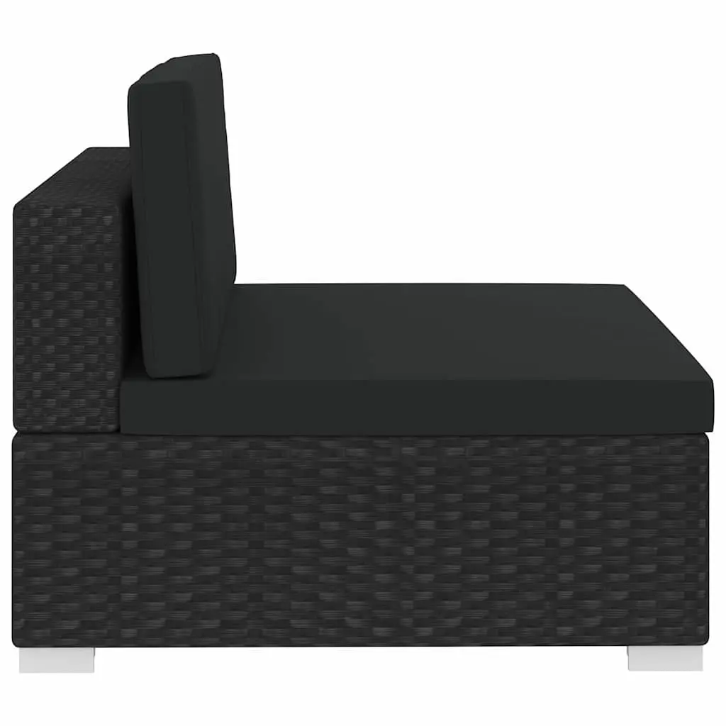 Outdoor Sofa Set Poly Rattan 4 Piece Black