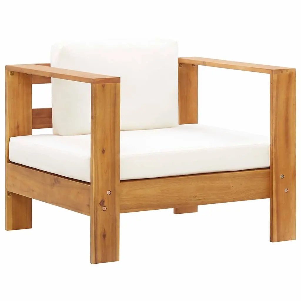 Outdoor Garden Sofa Chair Solid Acacia Wood Brown Padded Cushion