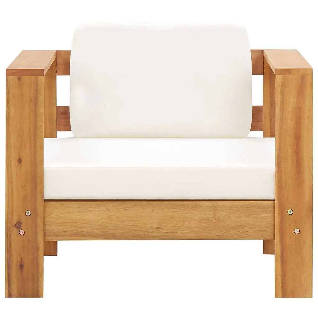 Outdoor Garden Sofa Chair Solid Acacia Wood Brown Padded Cushion
