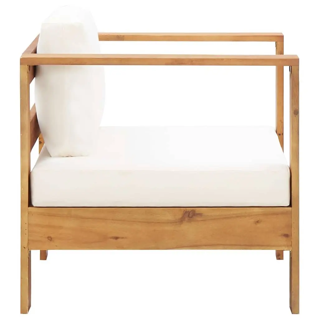 Outdoor Garden Sofa Chair Solid Acacia Wood Brown Padded Cushion