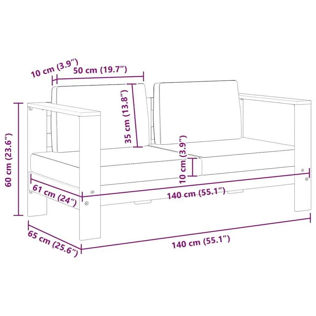 Outdoor Sofa Bench 140cm for Garden or Patio