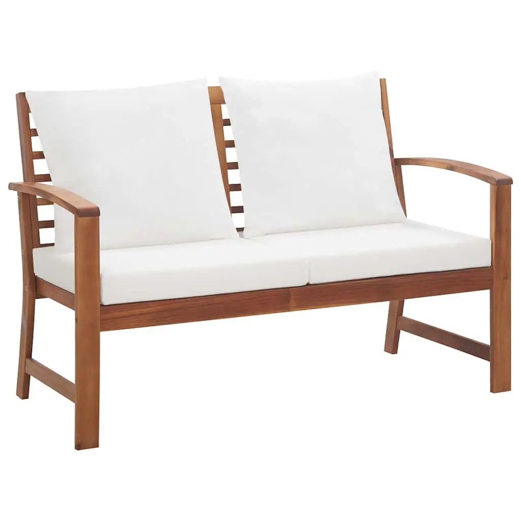 4 Piece Garden Lounge Set Acacia Wood Outdoor Furniture Sofa White
