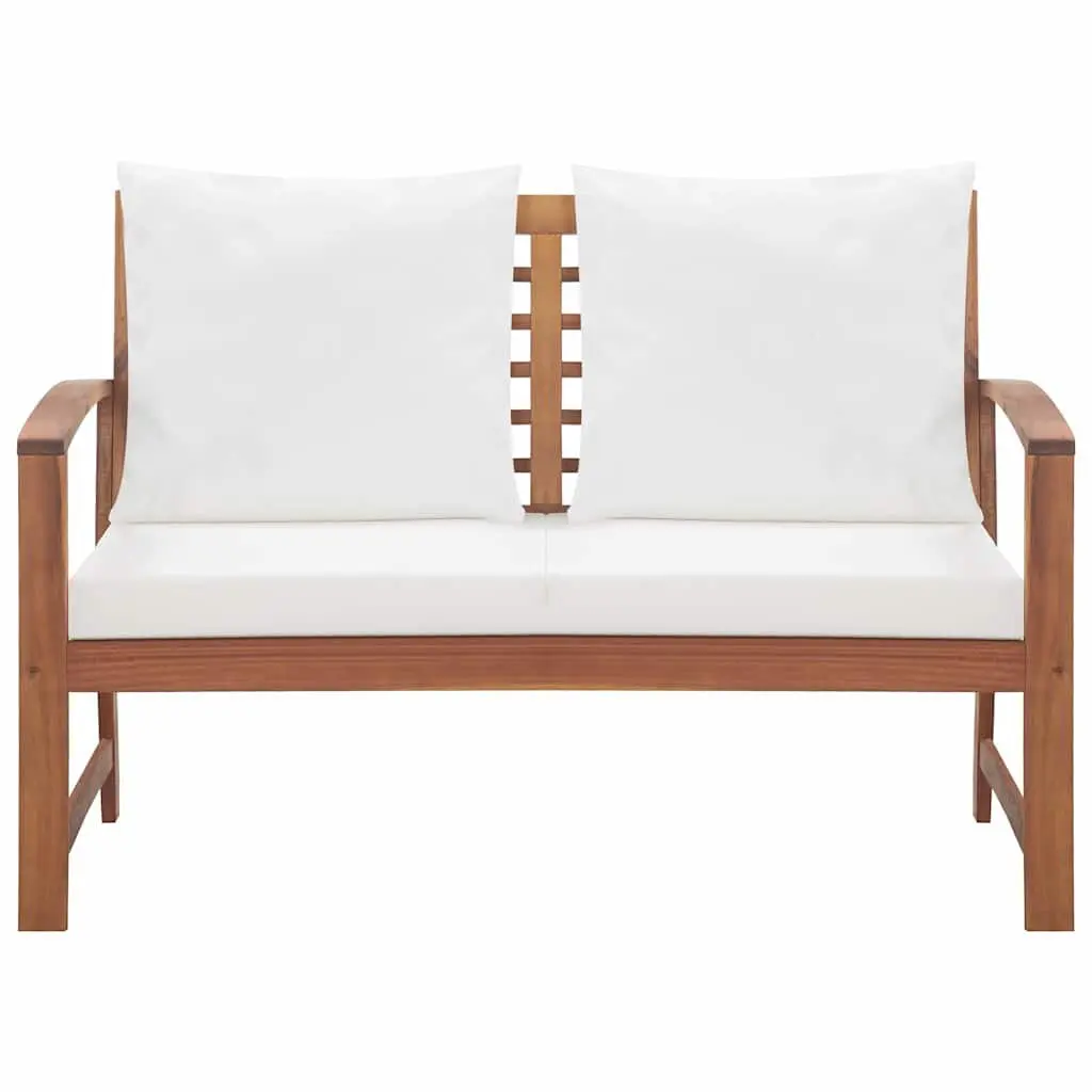 4 Piece Garden Lounge Set Acacia Wood Outdoor Furniture Sofa White