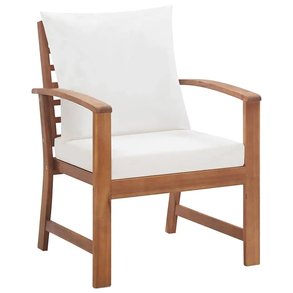 4 Piece Garden Lounge Set Acacia Wood Outdoor Furniture Sofa White