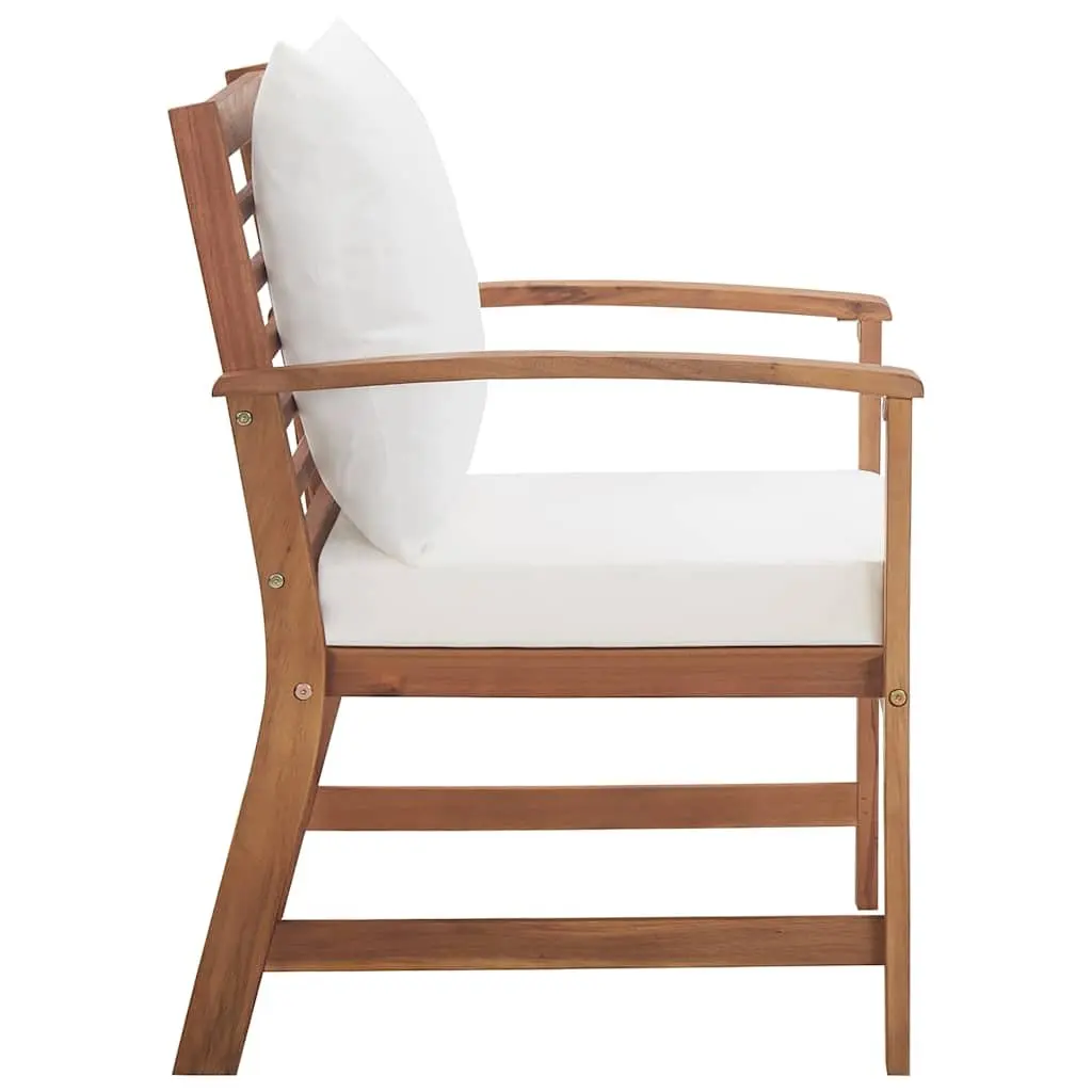 4 Piece Garden Lounge Set Acacia Wood Outdoor Furniture Sofa White
