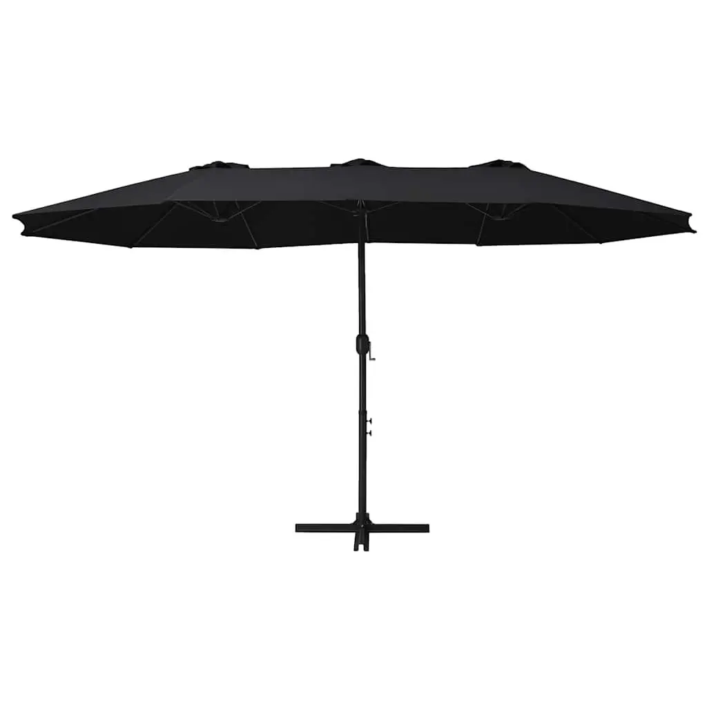 Garden Parasol Double-Top UV Protective Polyester 460x270cm Black Aluminium