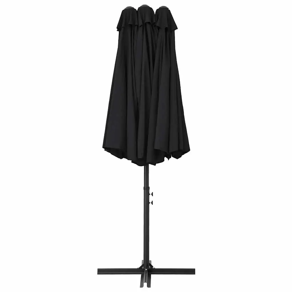 Garden Parasol Double-Top UV Protective Polyester 460x270cm Black Aluminium
