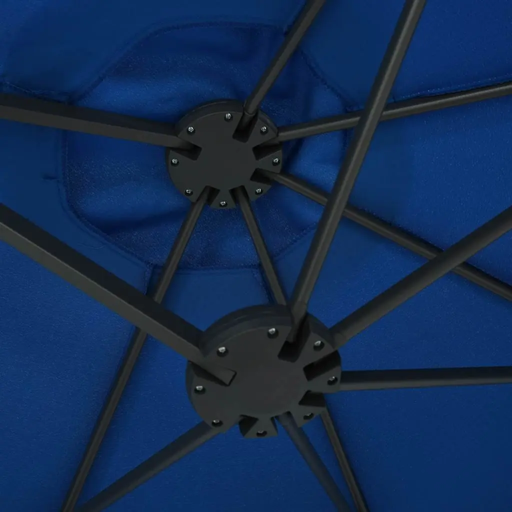 Garden Parasol Aluminium 460x270 cm Double-Top Shade Crank Open Blue
