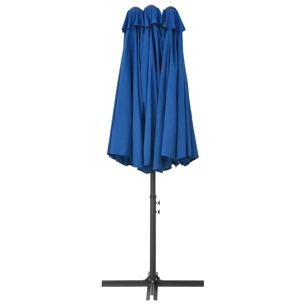 Garden Parasol Aluminium 460x270 cm Double-Top Shade Crank Open Blue
