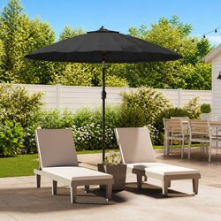 270cm Outdoor Umbrella Black Parasol for Gardens and Patios