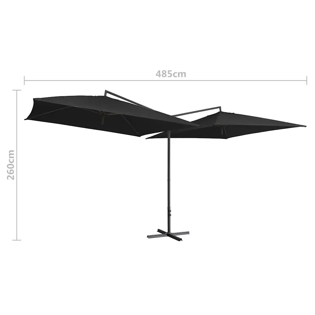 Double Parasol Outdoor Umbrella Polyester 250x250 cm Black
