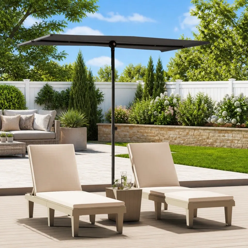 Garden Parasol Aluminium 180x110cm Anthracite Rotating Canopy