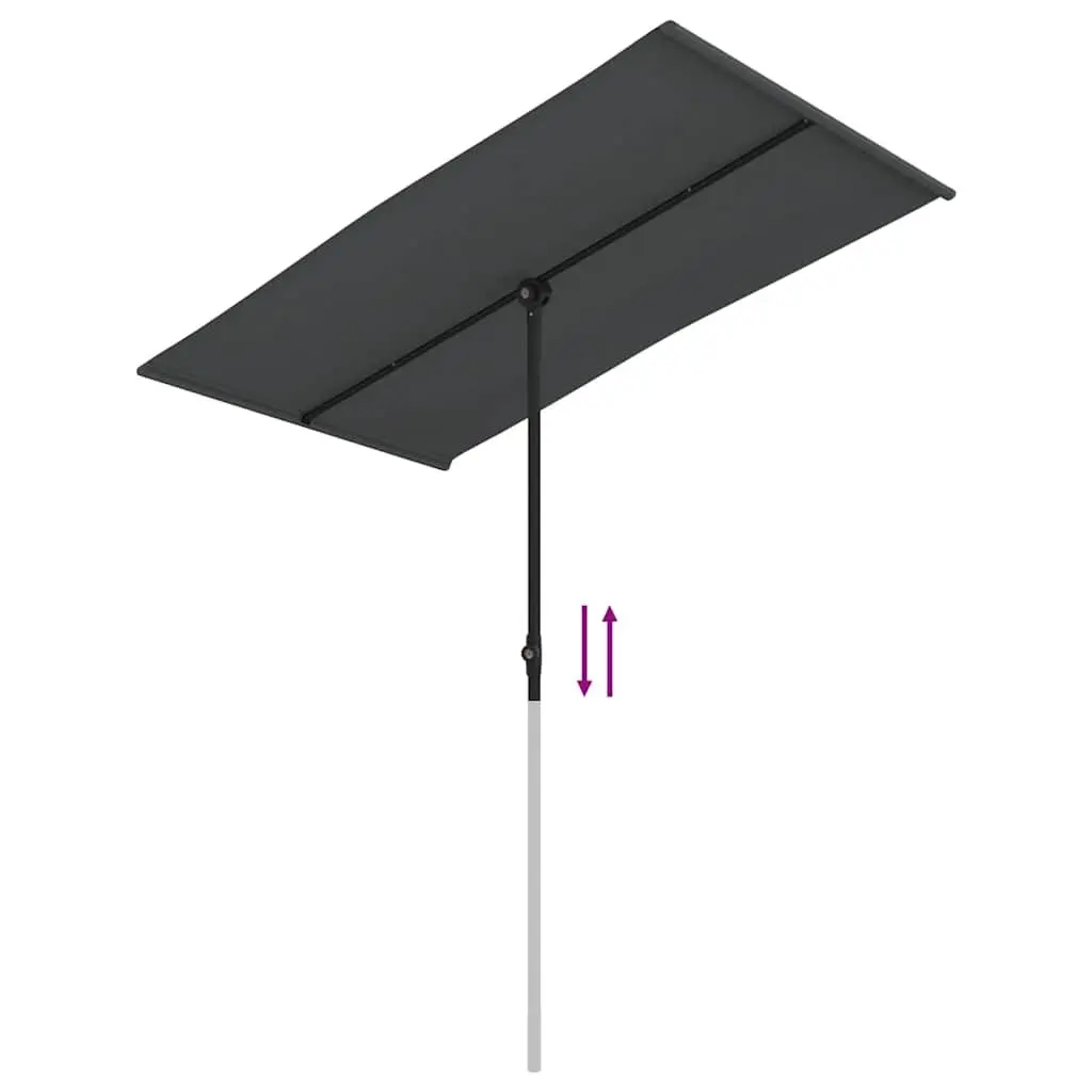 Garden Parasol Aluminium 180x110cm Anthracite Rotating Canopy