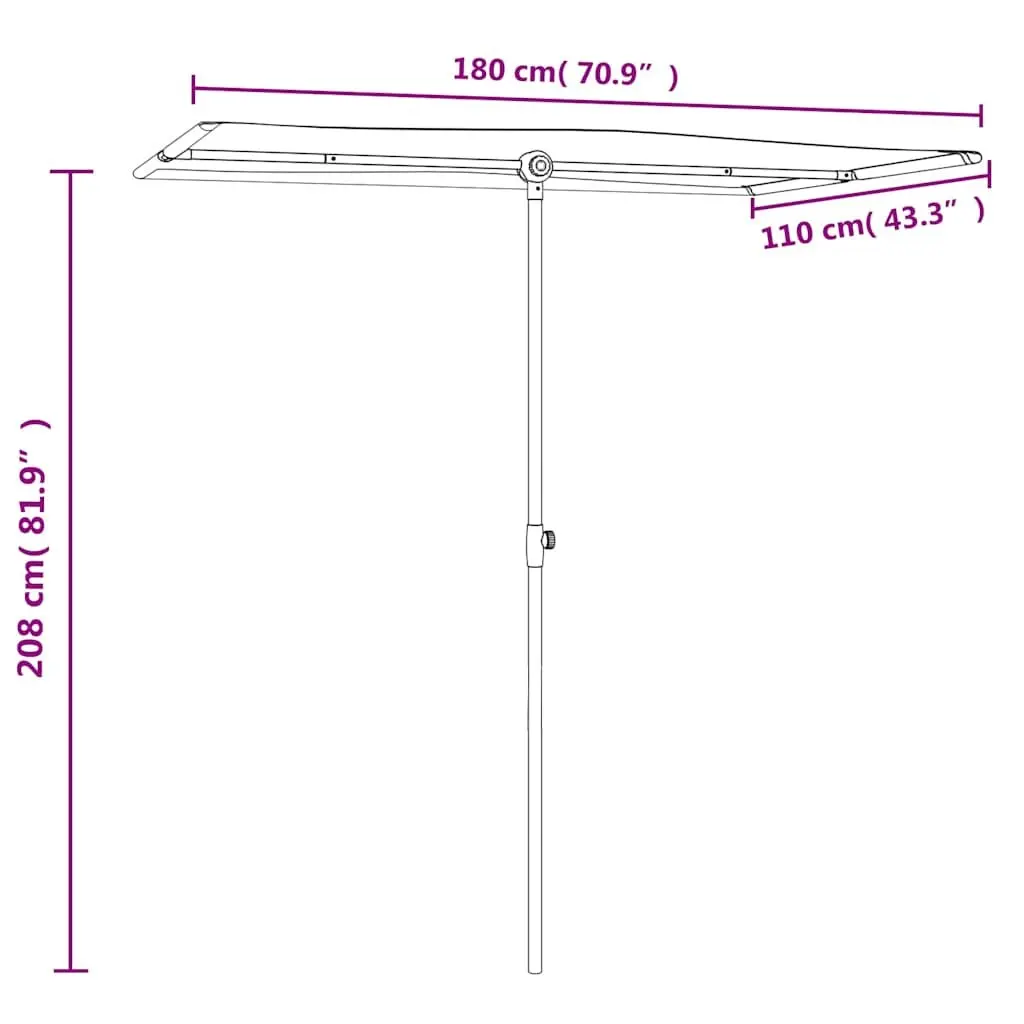 Garden Parasol Aluminium 180x110cm Anthracite Rotating Canopy