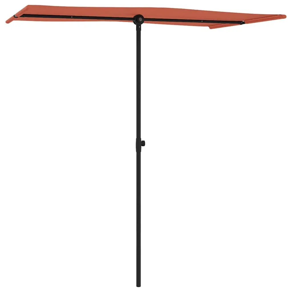 Garden Parasol Aluminium 180x110cm Brown UV Protection Rotating Canopy