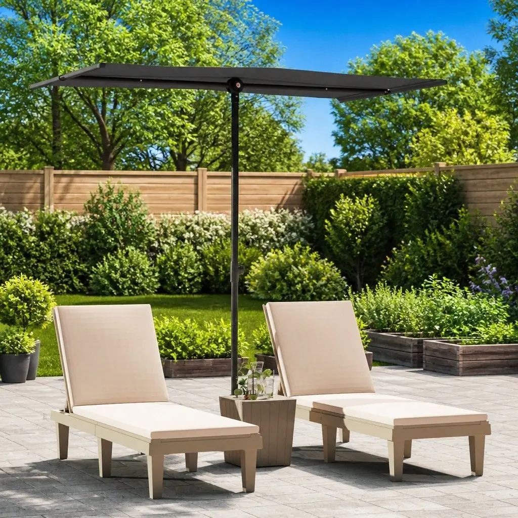 Garden Parasol Aluminium Pole 180x110cm Black