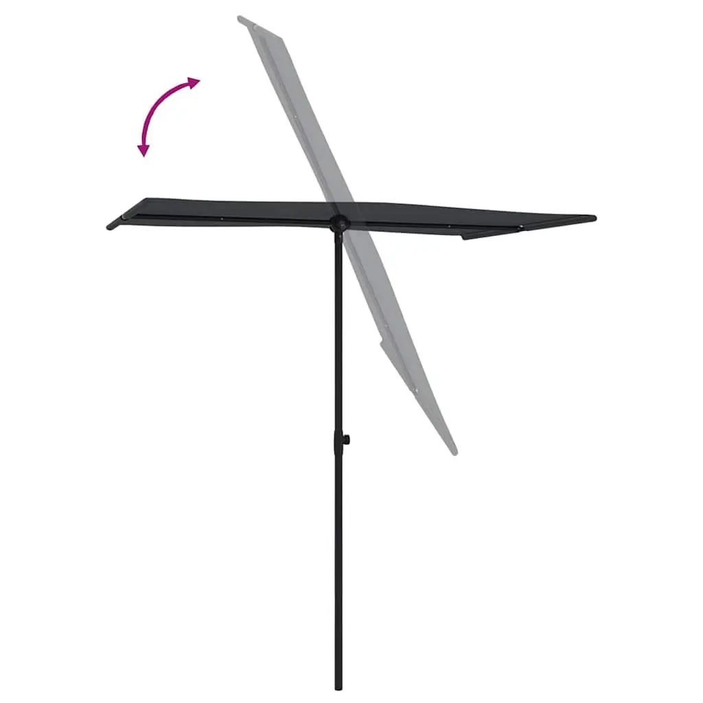 Garden Parasol Aluminium Pole 180x110cm Black